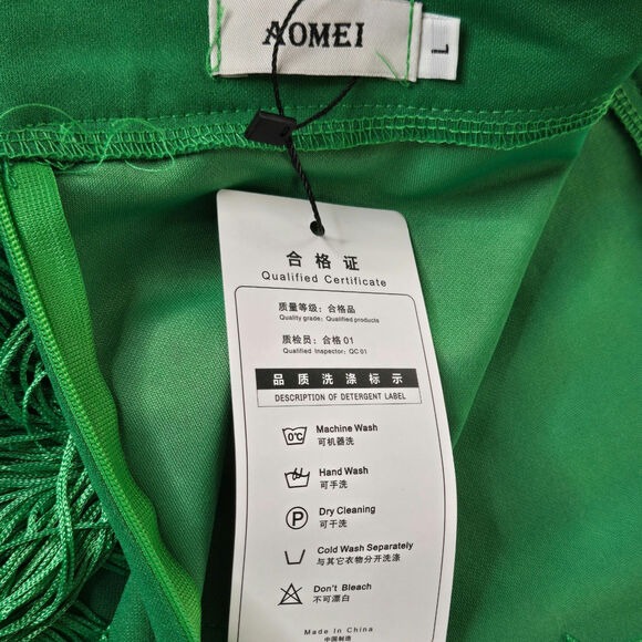 AOMEI NWT High Waist Fringe Tiered Bodycon Pencil Midi Skirt Medium/Large Green - Picture 16 of 16